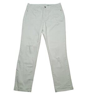 Studio Denim‎ and Co Jeans Womens 10 White Straight Stretch Distressed Mid Rise